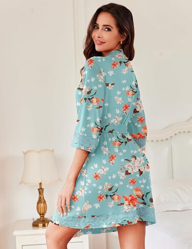 Ekouaer Robes for Women Short Knit Bathrobe Lightweight Sexy Lace Sleepwear Soft Knee Length Loungewear in Saudi Arabia