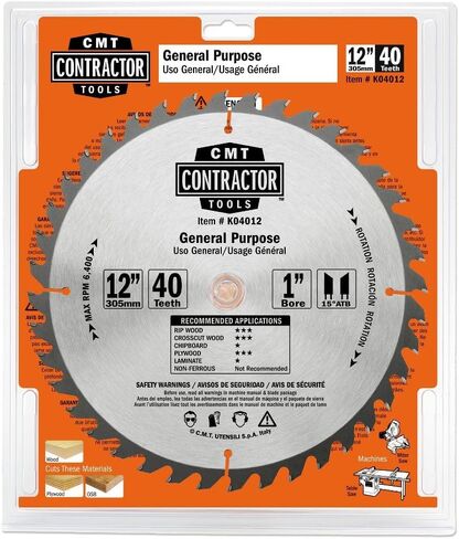 CMT K02412 ITK المقاول تمزيق شفرة المنشار، 12 × 24 سنًا، 10° ATB مع تجويف 1 بوصة in Saudi Arabia