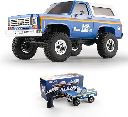 EAZYRC FMS 1/24 FCX24 Chevy K5 Blazer Pro RC Crawler RTR Blue, with Lisense RC Truck, 4WD 5Km+ 2-Speed Transmission RC Car Off-Road Vehicle with 2.4 Ghz Radio, Battery, LED Light and USB Charger in Saudi Arabia
