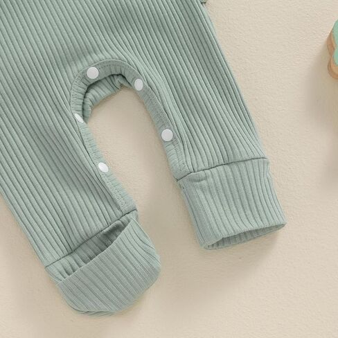 Newborn Baby Girl Fall Winter Outfits Clothes Ribbed Knit Jumpsuit Romper Hello Im New Here Coming Home Outfit in Kuwait