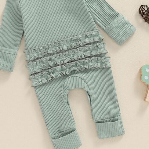 Newborn Baby Girl Fall Winter Outfits Clothes Ribbed Knit Jumpsuit Romper Hello Im New Here Coming Home Outfit in Kuwait