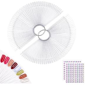 Subay Nail Swatch Sticks, 120Pcs Clear Nail Color Swatches Display for Gel Polish, Spiral Nail Sample Practice Sticks, Transparent Acrylic False Nail Tips Nail Art Tools Accessories for Manicure