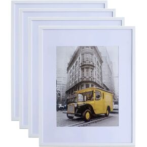 White 18x24 Picture Frame Display 16x20 Pictures with Mat or 18x24 without Mat, Horizontal and Vertical for Wall- 4 packs.