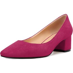 SKYSTERRY Womens Square Toe Fashion Slip On Solid Wedding Patent Chunky Low Heel Pumps Shoes 2 Inch