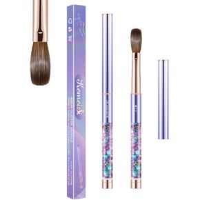 Acrylic Nail Brush Size 10,KEMEISI 100% Pure Kolinsky Nail Art Brushes Sturdy Handle Oval Shaped Acrylic Powder Nail Design Tools for Professional Manicure DIY Home Salon (White)