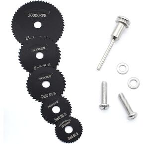8 قطع شفرات منشار دائري HSS، مجموعة شفرات عجلة قطع الخشب الصلب عالية السرعة مع قضيب تمديد ساق 1/8 بوصة لقطع الأدوات الدوارة (أسود) in Kuwait