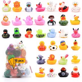 Rubber Duck Toy Assortment - Ducky Playset Bath Toys in Mesh Bag - Jeep Ducks for Ducking - Rubber Duckies for Beach Pool - Goody Bag Stuffers Classroom Prizes 24 Pcs