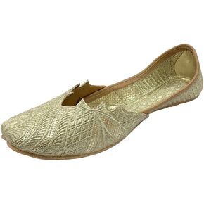 Gold Jutti for Women's Wedding Juttis Handmade Ethnic Traditional Mojaris Punjabi Juti