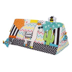 Sassy Baby Larry Llama and Cactus Multi-Colored Tummy Time Developmental Plush Wedge Baby Toy with Squeaker, Chime, Crinkle and Mirror