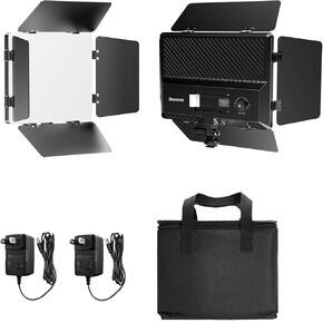 D30 LED Video Light with Barn Door, 2 Pack 20W 2400Lux Studio Light, Camera Light CRI>96 2500-6500K Dimmable Panel Light for YouTube Zoom Photography Video Recording Conference