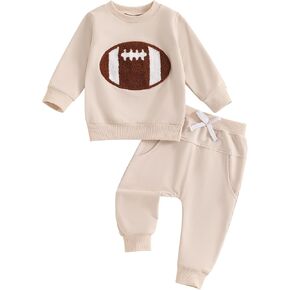 Lamuusaa Toddler Baby Boy Football Outfit Game Day Embroidery Sweatshirt Football Long Pants Fall Clothes 0-3T in Saudi Arabia