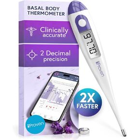 Digital Basal Body Thermometer, 1/100th Degree High Precision, Quick 60-Sec Reading, Memory Recall, Accurate BBT Thermometer for Natural Ovulation Tracking by iProven