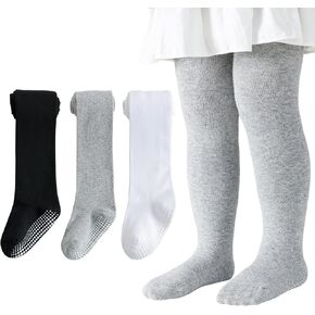 Marchare Baby Girls Tights Thick Cotton Solid Leggings Winter Warm Stockings With Non Slip Grips