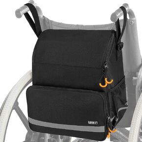 Wheelchair Bags to Hang on Back,11 Pockets Wheelchair Backpack Bag,Wheelchair Accessories Pouch for Adults,Accessories Storage Bag for Wheelchair with Thermal Insulation Pocket