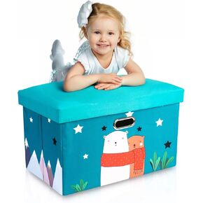 20" Foldable Storage Ottoman for Kids. Storage Bin for Toys, Fabrics, Books. Storage Organizer/Trunk/Chest for Playroom, Nursery, Closet, Living Room. Footrest. 20"x12.20"x13" (Peach)