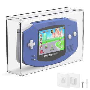 CaSZLUTION Clear Acrylic Display Box Case for Nintendo Gameboy Advance GBA Console, Transparent Wall Mount Display Case Protector for Game Boy Advance Dust Protection and Display (Case Only)