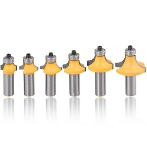Mesee Set of 6 Roundover Router Bits 1/2-Inch Shank Round Over Edging Forming Woodworking Milling Cutter Tools Set , 1/8", 1/4", 5/16", 3/8", 7/16", 1/2" Radius
