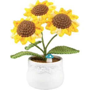 Knitting Crochet Sunflower Flowers Potted Plants, Sunflowers for Friends, Students, Family and Lover, Handmade Flowers for Home Office Decoration, Car Decoration. in Kuwait