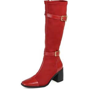 Journee Collection Womens Gaibree Tru Comfort Foam Wide Calf Stacked Heel Knee High Boots Red 8.5 Wide Womens US