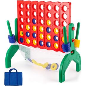 Connect Game Set, 4-in-A-Row Connect Games for Kids Indoor Outdoor, 4-to-Score Yard Lawn Camping Tabletop Game Toys Gifts for Kids Age 3+(Red)