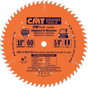 CMT P10060L 5/8" Bore ITK Plus Chipboard & Melamine, 10" x 60 Teeth