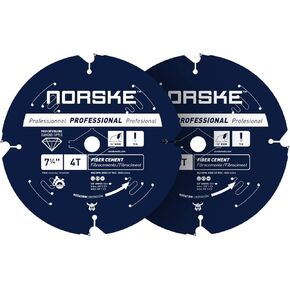 Norske Tools NCSBP282C 7-1/4 inch 4 Tooth Polycrystalline Diamond (PCD) Hardie Fiber Cement Saw Blade (2PC Combo)