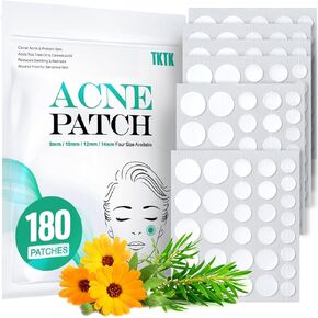TKTK Acne Pimple Patches - 4 Sizes 90 Count Hydrocolloid Acne Patches for Face, Easy Peeling Acne Cover Dots with Tea Tree and Calendula Oil for Invisible Absorbing of Zits and Blemishes