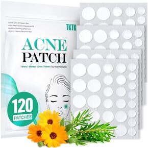 TKTK Acne Pimple Patches - 4 Sizes 90 Count Hydrocolloid Acne Patches for Face, Easy Peeling Acne Cover Dots with Tea Tree and Calendula Oil for Invisible Absorbing of Zits and Blemishes