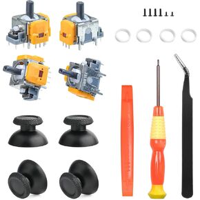 Semaiki 4 Pack Joysticks, Replacement for PS5 Controller, Hall Effect 3D Analog Sensor Joysticks Module with Thumbsticks Cap, PlayStation 5 Conrtoller Accessories, Install Tools Include