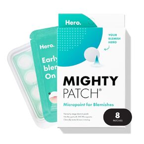 Mighty Patch Micropoint for Blemishes from Hero Cosmetics - Hydrocolloid Acne Spot Treatment Patch for Early Stage Zits and Hidden Pimples, 1,385 Proprietary Micropoints (6 XL Patches)