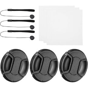 PATIKIL 95mm Lens Cap Set, 3Pack Sides Pinch Snap Camera Lens Cover for Front Len Suitable for 95mm Thread Universal DSLR Lenses for Nikon, for Fujifilm, for Pentax, for Leica
