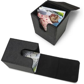50 Films Square Picture Holder Storage Case Frame for Fujifilm Instax Square Link SQ40 SQ20 SQ10 SQ6 SQ1 SP-3 Instant Camera, PU Leather Photo Storage Box for Fuji Square SQ Film - Black