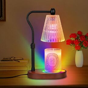 Candle Warmer Lamp with 8 Colors LED Changing,Electric Candle Warmer with Timer Dimmer Adjustable Height,Mothers Day Gifts,Vintage Home Decor for Scented Jar Candles