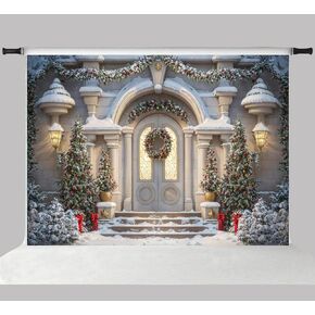 Kate 7x5ft Merry Christmas Eve Lighting Photo Backdrops for Photography Little Xmas Tree White Luxury Villa Frozen Snow Photographic Background