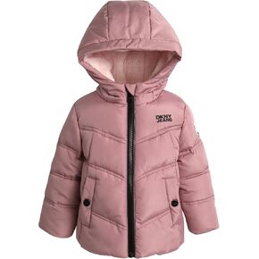 DKNY Baby Girls' Winter Jacket - Fleece Lined Quilted Bubble Puffer Parka Coat (12M-4T)