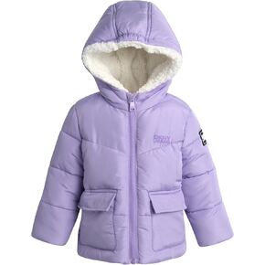 جاكيت شتوي للفتيات الصغيرات من DKNY - معطف باركا منتفخ مبطن بالصوف (12M-4T)