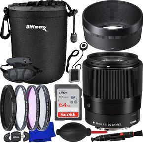 Sigma 30mm f/1.4 DC DN Contemporary Lens for Canon EF-M + SanDisk 64GB Ultra SDXC Memory Card, Variable Neutral Density Filter (ND2-ND400), 3PC Multi-Coated UV Filter Kit & Much More (17pc Bundle)
