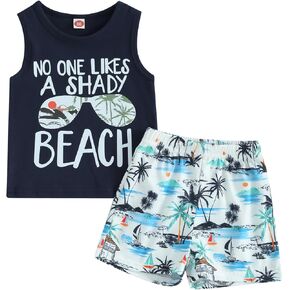 Douhoow Baby Boy Summer Clothes Baby Boy Sleeveless Tank Tops Shorts Sets Toddler Boy Summer Outfits