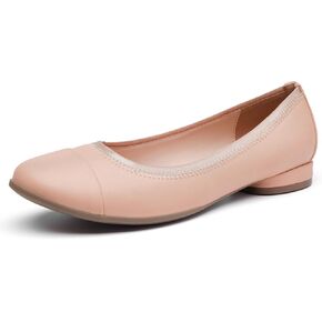 Women's Comfortable Work Flats with Arch Support Dressy Casual Shoes Walking Round Toe & Slip On Office Flat Shoes