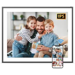 19-inch Dual-WiFi Digital Photo Frame Large - 64GB Digital Picture Frame Full Function, Light Sensor, Share Photo Video via App Email Instantly, Unlimited Cloud Storage, Wall Mountable for Home Decor