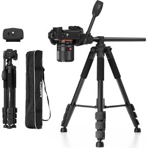 AMBITFUL 62" Camera-Tripod,Black Porfessional Aluminum Tripod Stand,Removable Horizontal Photography Shooting for Video Camera/DSLR/Cell Phone/Camcorder/Spotting Scopes,Tall Video Recording Tripod