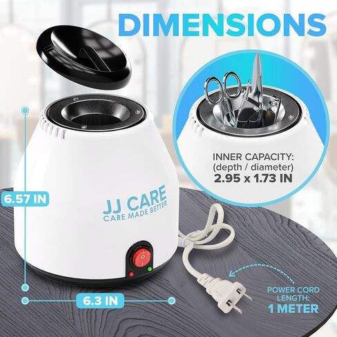 JJ CARE Nail Tool Sterilizer with 70g Glass Beads, High-Temperature Sterilizer for Nail Tools, Sterilizer for Esthetician, Cleaning Pot Sanitizer for Nail Tools, Nail Sterilizer Machine for Salon in Saudi Arabia