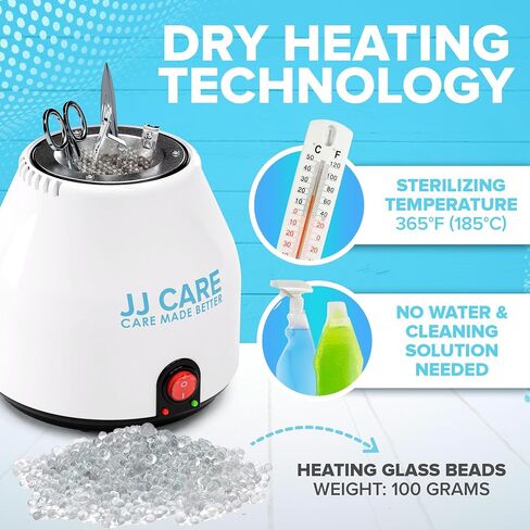 JJ CARE Nail Tool Sterilizer with 70g Glass Beads, High-Temperature Sterilizer for Nail Tools, Sterilizer for Esthetician, Cleaning Pot Sanitizer for Nail Tools, Nail Sterilizer Machine for Salon in Saudi Arabia