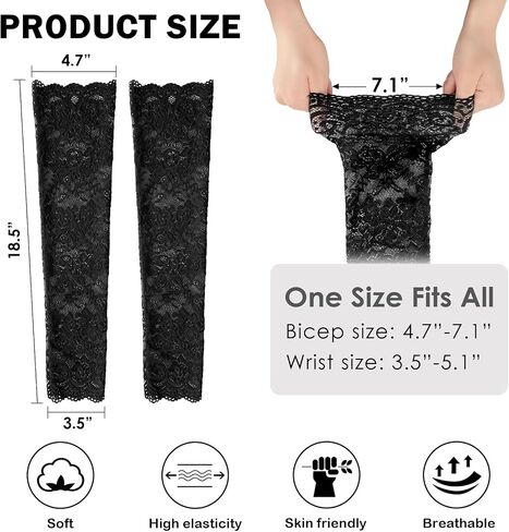 UV Protection White Lace Arm Sleeves For Women, Lace Sleeves Long Fingerless Lace Sleeve in Kuwait