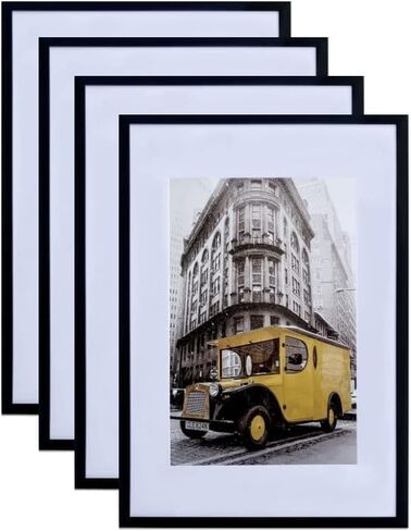 إطار صورة أبيض مقاس 18x24 يعرض صورًا مقاس 16x20 مع حصيرة أو 18x24 بدون حصيرة، أفقيًا وعموديًا للجدار - 4 عبوات. in Saudi Arabia