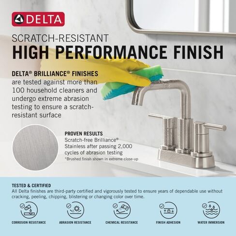 Delta Faucet Trinsic Single Hole Bathroom Faucet, Single Handle Bathroom Faucet Chrome, Bathroom Sink Faucet, Metal Drain Assembly, Chrome 559LF-MPU in Kuwait
