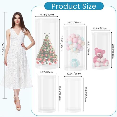 Round Cylinder Stands for Party Set of 5 Large White Cylinder Tables, Pedestal Display Plinth Pillars Dessert Table with 5PCS Cake Stand for Wedding Ceremony Birthday Art Decor in Saudi Arabia