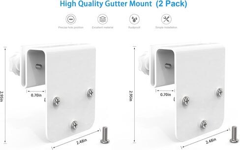 Gutter Mount for eufy Solocam S340, No Drill Outdoor Mount for eufy S340 Solar Camera (2 Pack, White) in Saudi Arabia