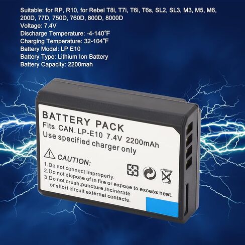 بطارية Ciciglow LP E10 لكاميرا Canon RP R10 T8i T7i T6i T6s SL2 SL3 M3 M5 M6 200D 77D 750D 760D 800D 8000D، بطارية بديلة للكاميرا الرقمية، 2200 مللي أمبير في الساعة 7.4 فولت in Saudi Arabia