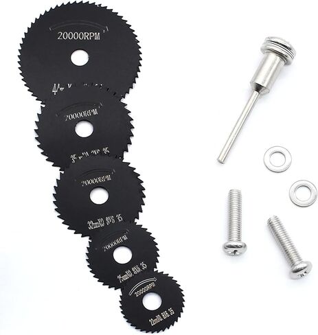 8 قطع شفرات منشار دائري HSS، مجموعة شفرات عجلة قطع الخشب الصلب عالية السرعة مع قضيب تمديد ساق 1/8 بوصة لقطع الأدوات الدوارة (أسود) in Kuwait